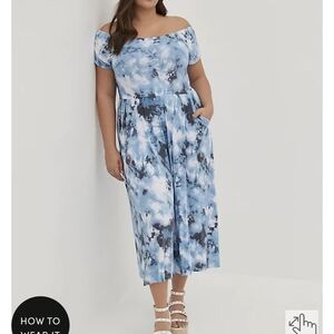 🆕️ TIE DYE BLUE OFF THE SHOULDER CULOTTE JUMPER